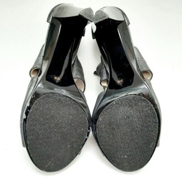 MICHAEL KORS Berkley T-Strap Sandals Heels Gunmetal  Sz 9.5 - Picture 9 of 9